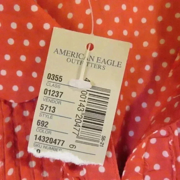 American Eagle Outfitters Womens Red Polka Dot Short Sleeve Short NWT - Picture 8 of 12
